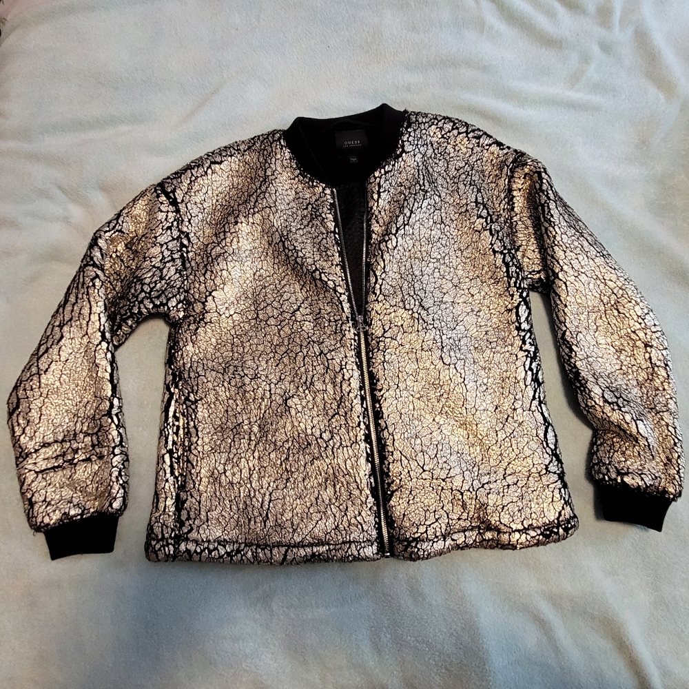 Gold Distressed Guess Jacket, size L